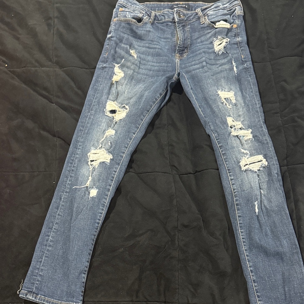 Aeropostale Men's Ripped Blue Slim Jeans